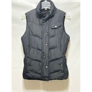 Banana Republic Black Quilted Puffer Vest Fleece Lined Size S Snap Zipper Front